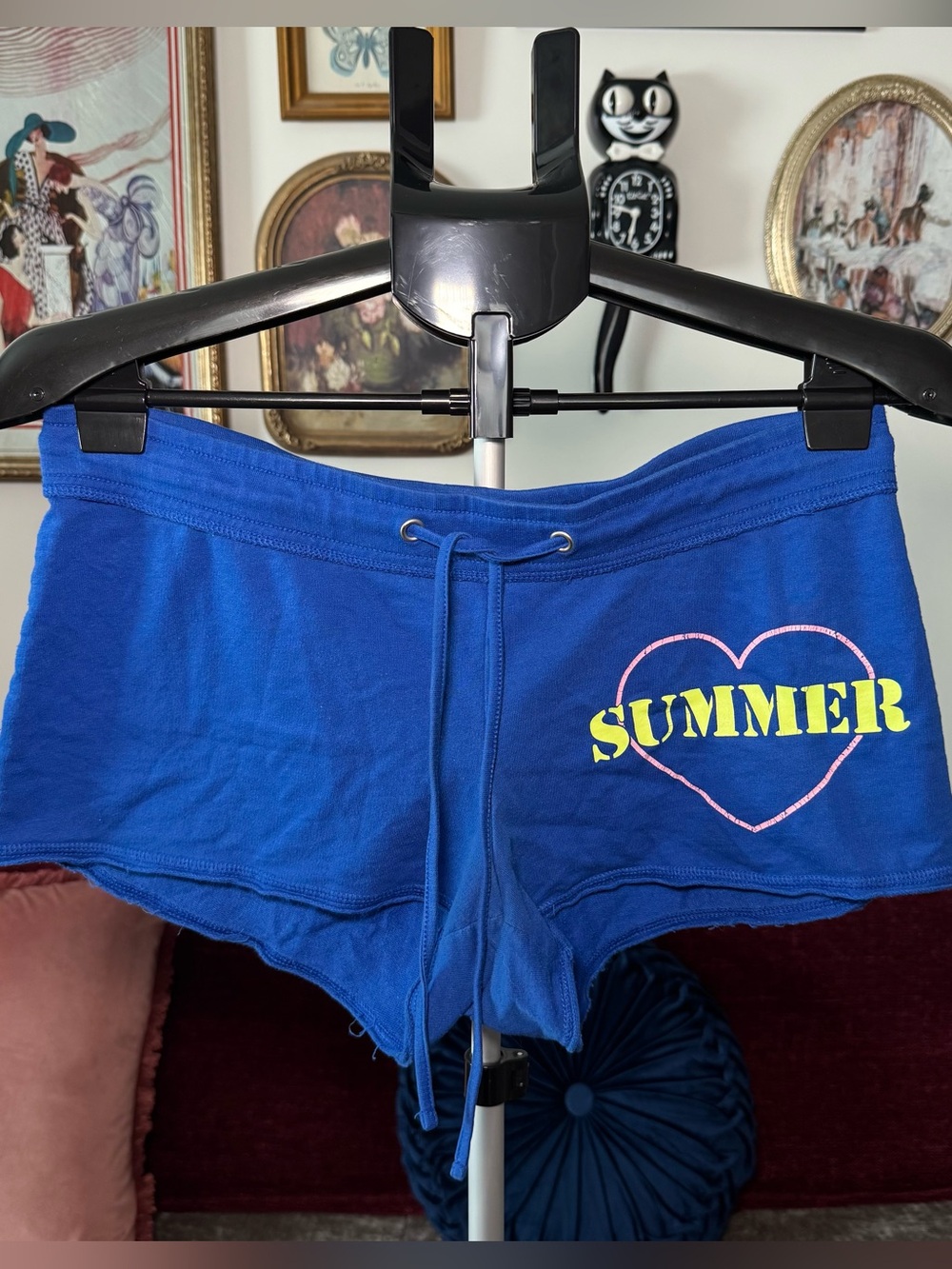 Y2K Women's Blue Athletic Lounge Shorts with 'SUMMER' Graphic